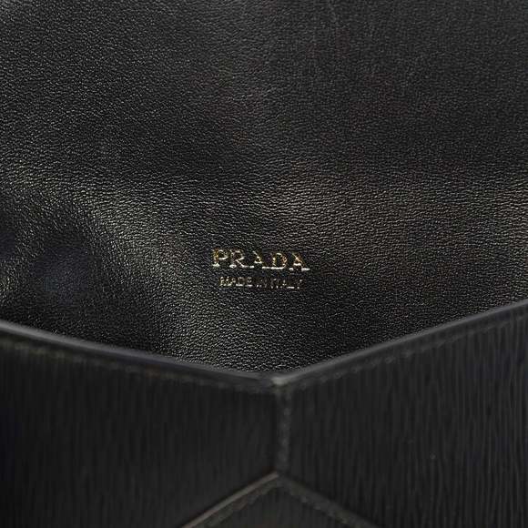 Prada Black Vitello Move Leather Long Envelope - Picture 4 of 9